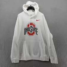 Ohio State Fleece Hoodie Mens XL White Logo Nike Pullover Sweatshirt Buckeyes