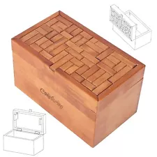 32-Step Wooden Secret Puzzle Box Toy, Handmade Brain Teaser Gift for Adults