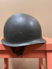 WWII WW2 US Front Seam Fixed Bale Steel M1 Helmet Paratrooper & Firestone Liner