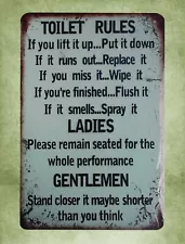 reproductions for sale Toilet Rules tin metal sign