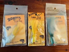 Vintage Fishing Lures Texas Bomber Gumpy Jig Yellow Silver Glitter 3” 2319 2419