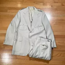 Vintage 70s White Leisure Mens Suit 46R Benjamin Chicago