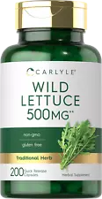 Wild Lettuce Extract 500mg | 200 Capsules | Non-GMO, Gluten Free | by Carlyle