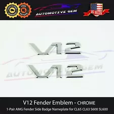 V12 AMG Emblem Fender Side Badge Chrome Nameplate for Mercedes Benz CL SL S (For: 1996 Mercedes-Benz S600)