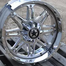 20" Chrome Lonestar Outlaw Wheels 20x9 6x139.7 +0mm Chevy Silverado GMC Sierra