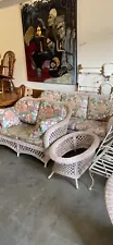 9 Pcs Henry Link Wicker Curved Back Patio Furniture w/Floral Cushions