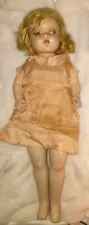 Creepy Vintage 21" Composition Cloth Doll, Teeth And Old Clothing, Needs Work