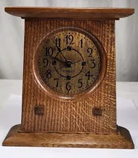 Stickley Oak Mantel Clock Arts & Crafts / Mission / Prairie Quartz Movement 1992