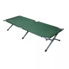 Used Portable Folding Camping Cot with Carrying Bag Outdoor Military Army Green