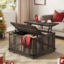 Farmhouse Lift Top Coffee Table with Storage Square Center Table for Living Room