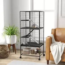 136cm Ferret Cage Rolling Small Animal Cage for Chinchillas, Squirrels w/ Tray