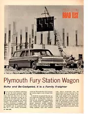 1965 PLYMOUTH FURY II STATION WAGON ~ ORIGINAL 5-PAGE ROAD TEST / ARTICLE / AD