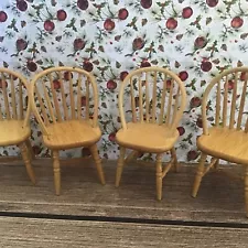 Dolls House Chair X 4 Spindle Back Windsor Kitchen Furniture 1:12 Scale VGC