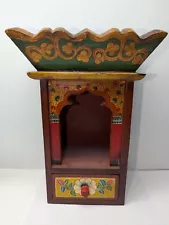 Tibetan Buddhist Prayer Offering Altar Shrine Cabinet Box With Drawer. 11" Tall.