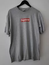 SS03 Supreme Box logo tee Red On Grey T-shirt L Large 2003 Vintage Grail