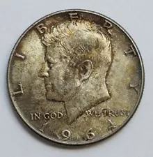 1964 KENNEDY HALF DOLLAR 90% SILVER -TONED