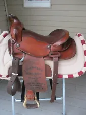 15'' Brown leather Western Barrel/Trail saddle QH BARS