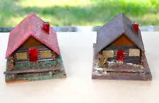 Pair of VTG Home Made RUSTIC LOG CABINS for HO model train lay out/ approx. 3x4