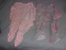 2 NEW CARTERS FOOTED 3T SLEEPERS FOR TODDLER GIRLS and J.J COLE STRAP COVERS