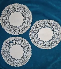 New Listing3 Antique figural Lace 12" Doilies - As Is