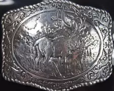 Crumrine ELK Western Belt Buckle Silver Tone 38042