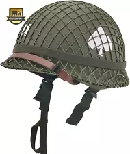 WW2 US Army M1 Helmet, WW2 Gear Uniform, WW2 Helmet Metal Steel Shell Replica wi