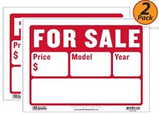 2 Pack - BAZIC 9 X 12 For Sale Sign (2-Line) High Impact, Superior Visibility