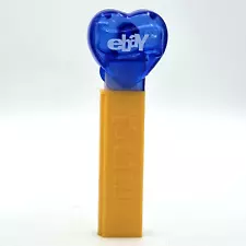 eBay PEZ Dispenser - Blue Crystal Heart with Yellow Stem - No Feet