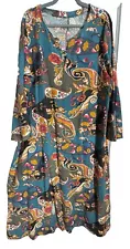 Emery Rose Floral Kaftan Dress Plus Size 4XL Boho 100% Cotton Maxi Comfy Cute