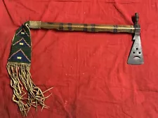 New ListingAUTHENTIC NATIVE AMERICAN INDIAN PIPE TOMAHAWK WITH FULLY BEADED DROP C.1870