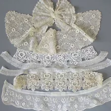 New ListingLot Antique Handmade LACE Trims COLLAR Jabot FRENCH Valenciennes + Irish Crochet