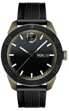 Movado Bold 43.5 mm Steel Black Dial Rubber Strap Men's Watch 3600452