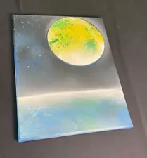 Space Nebula galaxy spray paint canvas. planet overlooking another planet1/1 art