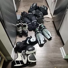 Ice Hockey Goalie Equipment Set Adults Men Bundle Skates, Bag, Pre-owned Helmet