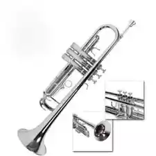 WEEKEND SALE Brand New Brass Nickle Bb FLAT Trumpet Free Case+Mouthpiece