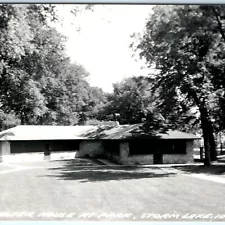 c1950s Storm Lake, IA RPPC Shelter House Park Real Photo Postcard Vtg A104