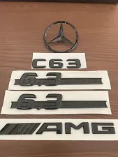 Gloss Black C63 6.3 AMG Star Emblem PACKAGE Badge Logo Sticker W204