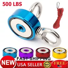 US 500LBS Pulling Force Round Double Sided Fishing Magnet Super Strong Neodymium