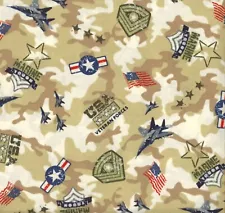 SALE USA MARINES VETERAN FORCES MILITARY CAMO FLAG 100% Cotton FABRIC SOLD BTHY