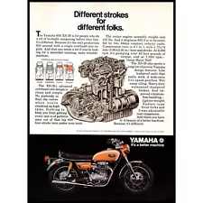 1971 Yamaha 650 XS-1B Motorcycle Vintage Print Ad Cruiser 4 Stroke Wall Art