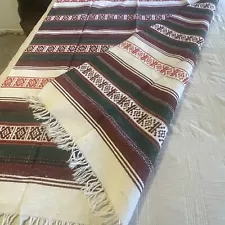 Handmade Blanket Woven Red Green Stripes Southwest Native Aztec 52x80 Throw