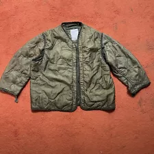 vintage m65 coat LINER cold weather field jacket green 1974 vietnam ARMY - LARGE