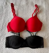 FLASH SALE | Pre-Owned Lot of 2 Marie Jo L'Aventure Tom Bras | Red/Black | 34C