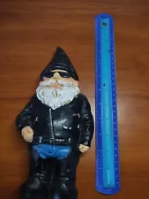 Vintage Biker Gnome Statue 9In Tall Great For Table Or Garden Decor See Pictures