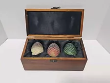 HBO Game of Thrones Authentic Prop - Dragon Egg Collector Wooden Box Set