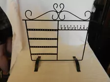 Black Metal Jewelry Rack For Earrings, Necklaces, Sits on Tabletop