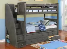 Kids Life Mason Twin over Twin Bunk Bed with Staircase