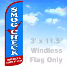 SMOG CHECK INSPECTION REPAIR - Windless Swooper Feather Flag 3x11.5' Sign bq