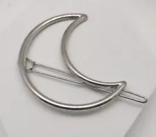 Silver Toned Half Moon Hair Clip Accessory Barette Jewelry For Hairstyles