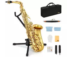 Eastar Alto Saxophone E Flat F Key Gold Lacquered Student School Band Alto Sax